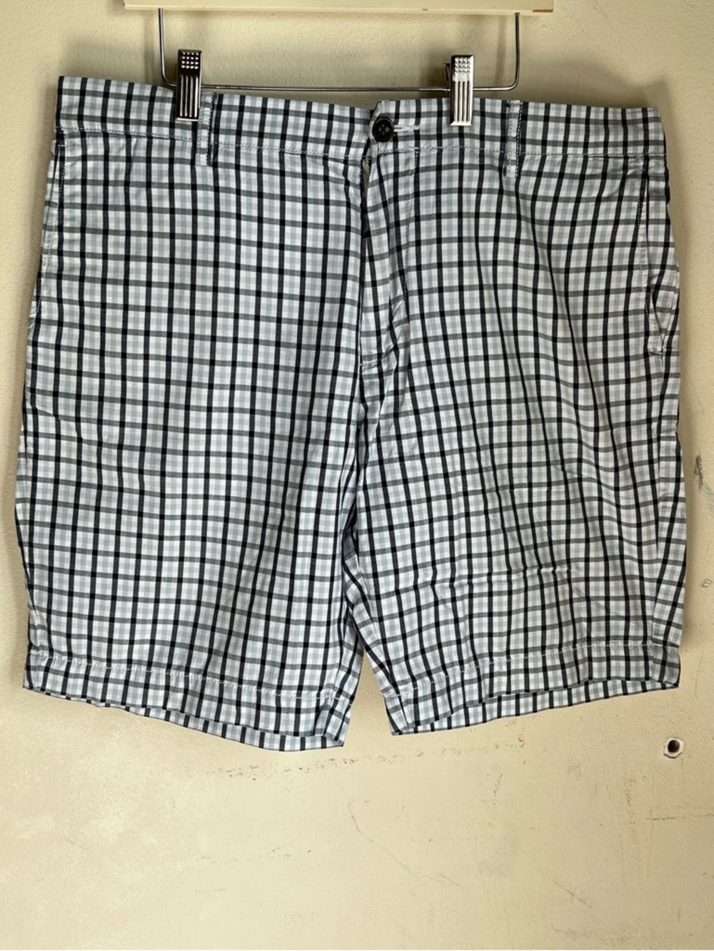 Lacoste Men's White & Black Plaid Flat-Front Shorts